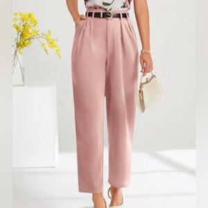 SHEIN Clasi Pink Pleated Wide Leg Straight High Waisted Trousers size Large